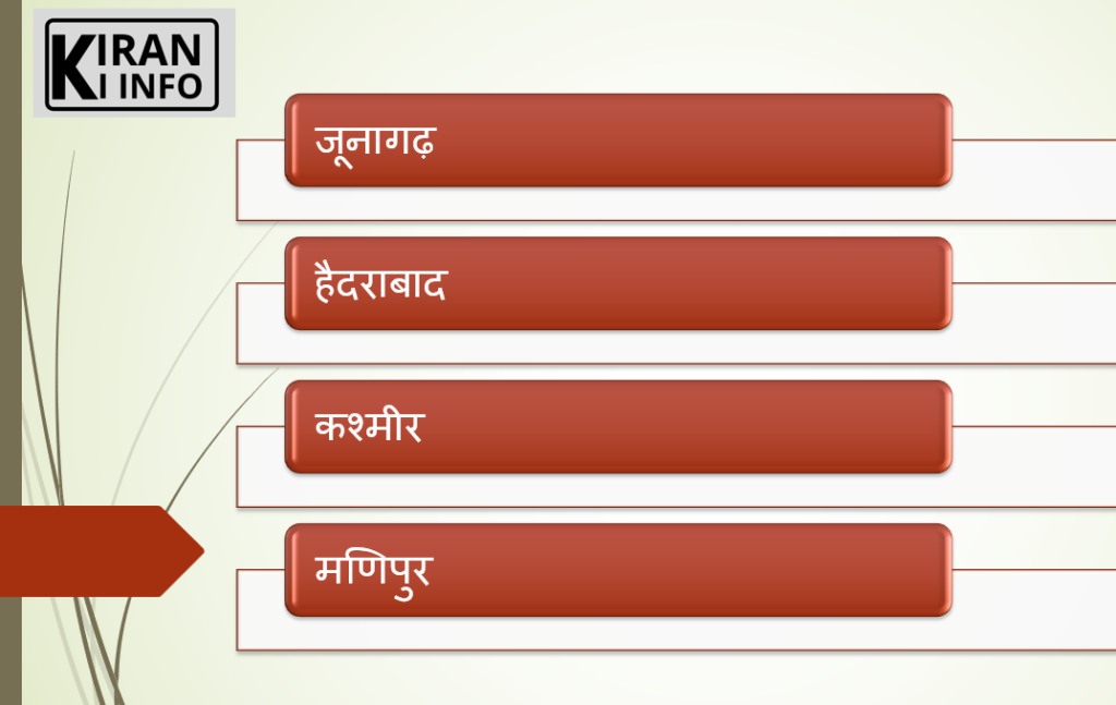  निम्न रियासतो के विलय मे कठिनाइयाँ हुई 